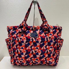 4077 MARC BY MARC JACOBS マークバイマークジェイコブス　トートバッグ　肩がけ　キルティング　キルト　総柄　マルチカラー　大きめ　大容量　軽量　カジュアル　シンプル　きれいめ　レディース　赤　青　オレンジ