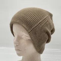 KO3479□ラコステ ニット帽 アクリル×ウール ベージュ ギャザーデザイン 未使用タグ付き