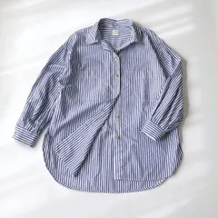 アングリッド Ungrid ストライプルーズシャツ ブルー オーバーサイズ