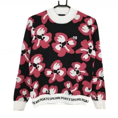 パーリーゲイツ ハイネックセーター 黒×ピンク×白 花柄 ニット  レディース 1(M) ゴルフウェア PEARLY GATES