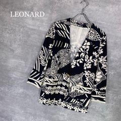 レオナール カンカンストレッチ ロングジャケット L Lサイズ フラワー