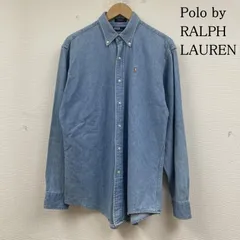Polo by RALPH LAUREN ポロバイラルフローレン シャツ、ブラウス 長袖 USA製 デニム シャツ 長袖 ブラウス カラーポニー ロゴ 刺繍 ワンポイント