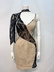 1706  ROBE de  FLEURS Glossy ローブドフルール　グロッシー　キャバクラ　ドレス　総レース　ビジュー　タイト　ミニ　シースルー　キャバドレス　M