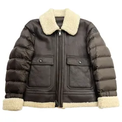 【中古】 MONCLER モンクレール TEMPLON ラムスキン・ボア切り替えダウンジャケット ブラウン アイボリー A20914137485 57634 本革 サイズ2 メンズ 24015418 MK
