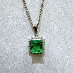 Ptエメラルド1.09ct＆ダイヤ0.18ctネックレス 上質リユース品 - メルカリ