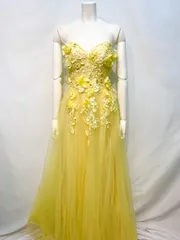 1708 JEAN MACLEAN ジャンマクレーン キャバクラ ロングドレス バースデー イベント プリンセス フラワー ストーン 華やか キャバドレス M