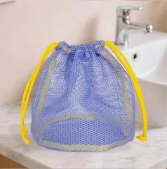 メッシュ巾着ポーチパープル