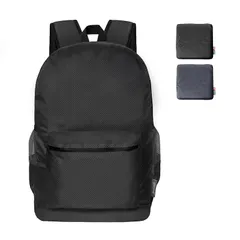 [pack all] 軽量バックパック 折りたたみ リュック撥水加工 ハイキングデイパック 18L コンパクト アウトドア 旅行 便利グッズ（ブラック） 1