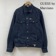 GUESS by Marciano ゲスバイマルチアーノ ジャケット、上着 ジャンパー、ブルゾン 80s 90s ブラック デニム トラッカ― ジャケット ブルゾン Gジャン ロゴ 刺繍