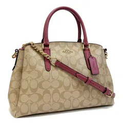 コーチ F29683 2way ハンドバッグ ショルダーバッグ トートバッグ 斜め掛け 鞄 ベージュ beige ピンク pink ゴールド gold レザー PVC シグネチャー チェーン チャーム COACH