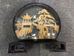 平山郁夫 陶画『富貴寺大堂』台座付き 日本画巨匠 オブジェ 額装/陶板
