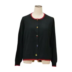 ローズティアラ Rose Tiara ニットカーディガン フルーツ釦 クルーネック 42サイズ ブラック レディース F-M13732