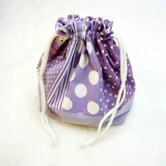 お弁当袋 コップ袋 ハンドメイド 巾着 女の子 パステルカラー パープル パッチワーク