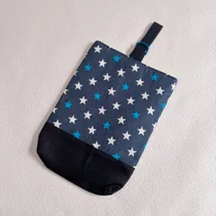 上靴入れ シューズ袋 男の子 女の子 デニム調 シンプル 星柄 青