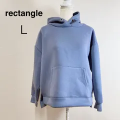 rectangle スウェットボンディングパーカー プルオーバー フーディー パーカー きれいめカジュアル ブルー くすみカラー ダンボールニット Lのサムネイル