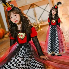 ハロウィン コスプレ 不思議の国のアリス 赤の女王 アリス ハートの女王 2点セット 子供用 舞台 キッズドレス イベント 衣装 コスプレ衣装 