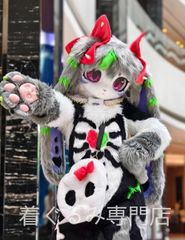 ファースーツ 着ぐるみセット キツネ ピンク ケモノ ファースーツ 全頭