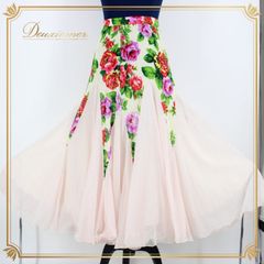 GRANT セットアップ　社交ダンスウエア　ブルー　花柄　M〜Lサイズ GRANT セットアップ 社交ダンスウエア ブルー 花柄 M〜Lサイズ GRANT