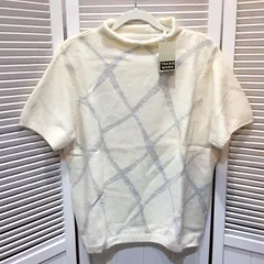 未使用☆TRANS WORK トランスワーク レディース 半袖 アンゴラ混 ハイネックセーター LL ホワイト×シルバーラメ 三陽商会