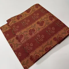 名古屋帯 縞に花唐草 上品な織り出し 九寸 正絹 着物 MA-618