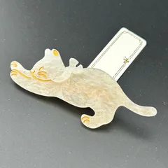 【新品】ヘアアクセサリー ヘアクリップ ねこ キャット ホワイト×ゴールド ラメ 可愛い◆