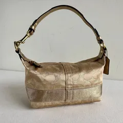 Coach y2k Vintage Baquette Hobo Bag Gold Signature Small Satchel Purse Handbag Mini Demi Pouch