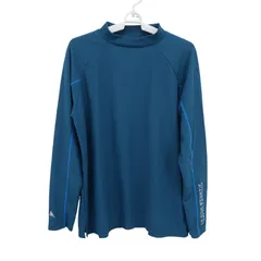 【美品】le coq sportif(ルコックスポルティフ) 長袖モックネックシャツ エメラルドグリーン メンズ LL ゴルフウェア 2510-0639 中古