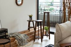 ボンゴ ファースツール 牛革 ミッドセンチュリー パッチワーク ビンゴ