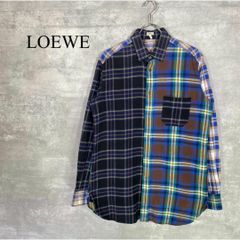 美品】LOEWE アナグラムレザーパッチ チェックオーバーシャツ - メルカリ