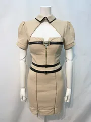 1712 GLAMOROUS by Andy グラマラスバイアンディ　キャバクラ　ドレス　フロントジップ　レザー　タイト　ミニ　バックオープン　キャバドレス　S