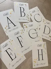 ウェディング テーブルナンバー【A~L】12枚 ペーパーアイテム 金箔