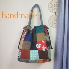 ハンドメイド　パッチワーク　巾着バッグ　トートバッグ