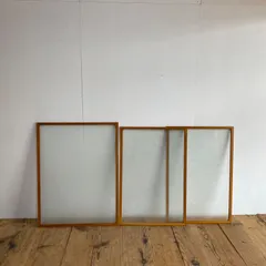 3枚セット アンティーク すりガラス 型ガラス 木製枠 古建具 レトロ  y88