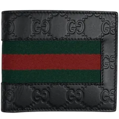 グッチ GUCCI グッチシマ 二つ折り財布 GG柄 シェリーライン ウェブ 二つ折り財布 シマレザー ブラック 408826 レディース 【中古】