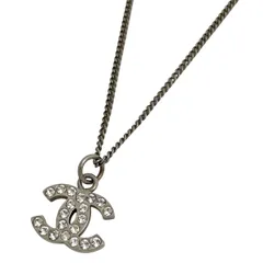 シャネル CHANEL ココマーク ラインストーン ネックレス CCマーク ネックレス シルバーメッキ シルバー レディース 【中古】