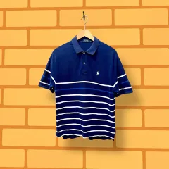 ポロラルフローレン ストライプ半袖ピケTシャツ (M)