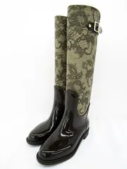ヴァレンティノ ガラヴァーニ VALENTINO GARAVANI ブーツ レイン ロング 総柄 スタッズ 36 茶 ブラウン