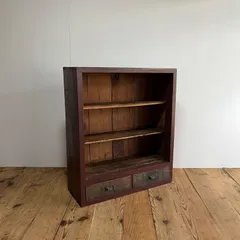 「最終値下げ」古い木製のオープンラック5段　本棚　食器棚　古家具 古い木製のオープンラック5段 本棚 食器棚 古家具