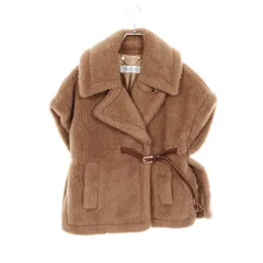 マックスマーラ MAX MARA ポンチョ NEWABAVO テディベア ケープ ダークブラウン シルク テディベア ケープ レディース Used Aのサムネイル