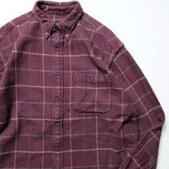 90's 00's エディーバウアー ボタンダウン チェック ヘビーネルシャツ (L) ワイン系 90年代 旧タグ オールド ビッグサイズ Eddie Bauer　アメリカ古着 USED  ビンテージ ヴィンテージ