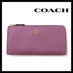 【COACH】長財布 F37985 レザー L字ジップ ピンク パープル/紫系 コーチ (SER-5518)