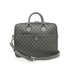 グッチ 2way 斜め掛け ショルダー ビジネスバッグ ブリーフケース GGスプリームキャンバス レザー グレー シルバー金具 792116 GUCCI（未使用　展示品）