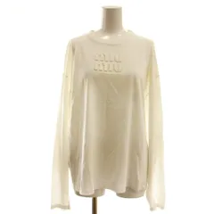ミュウミュウ miumiu 24年 刺繍ロゴ入り コットン Tシャツ カットソー XS ホワイト MJL862 /DF ■SHのサムネイル