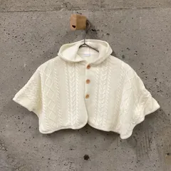 MIKI HOUSE白ニットポンチョ60-90