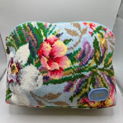 4268 FEILER フェイラー　ポーチ　水色　フラワー　花柄　ボタニカル　大きめ　大容量　レディース　シュニール織り