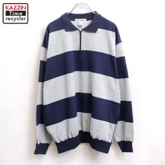 90s vintage GAP ボーダー柄 ハーフジップ スウェット トレーナー メンズ 表記XLサイズ