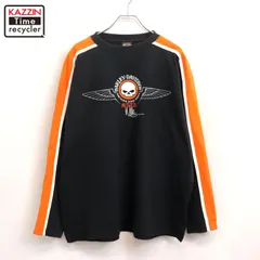 00s USA製 HARLEY DAVIDSON スカル 長袖Ｔシャツ メンズ 表記Lサイズ