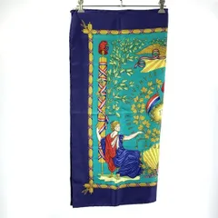 【中古】Hermes カレ90 Liberte Egalite Fraternite Republique Francaise 1789 ブルー[19]