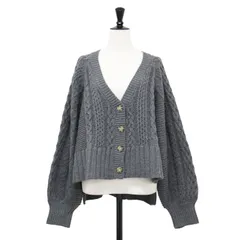 Three Dots カーディガン グレー サイズ:SMALL | 22AW バルキー ケーブル編み カーディガン | Bulky sweater l/s cable cardy | ニット ショート丈 Vネック 長袖 ウール【レディース】【中古】のサムネイル