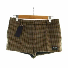 プラダ PRADA タグ付き Houndstooth Check Shorts Tobacco ファイユ ショートパンツ ハウンドトゥース 千鳥柄 金ボタン 36 XS 茶 ブラウン P233HE ■GY18 /MQのサムネイル